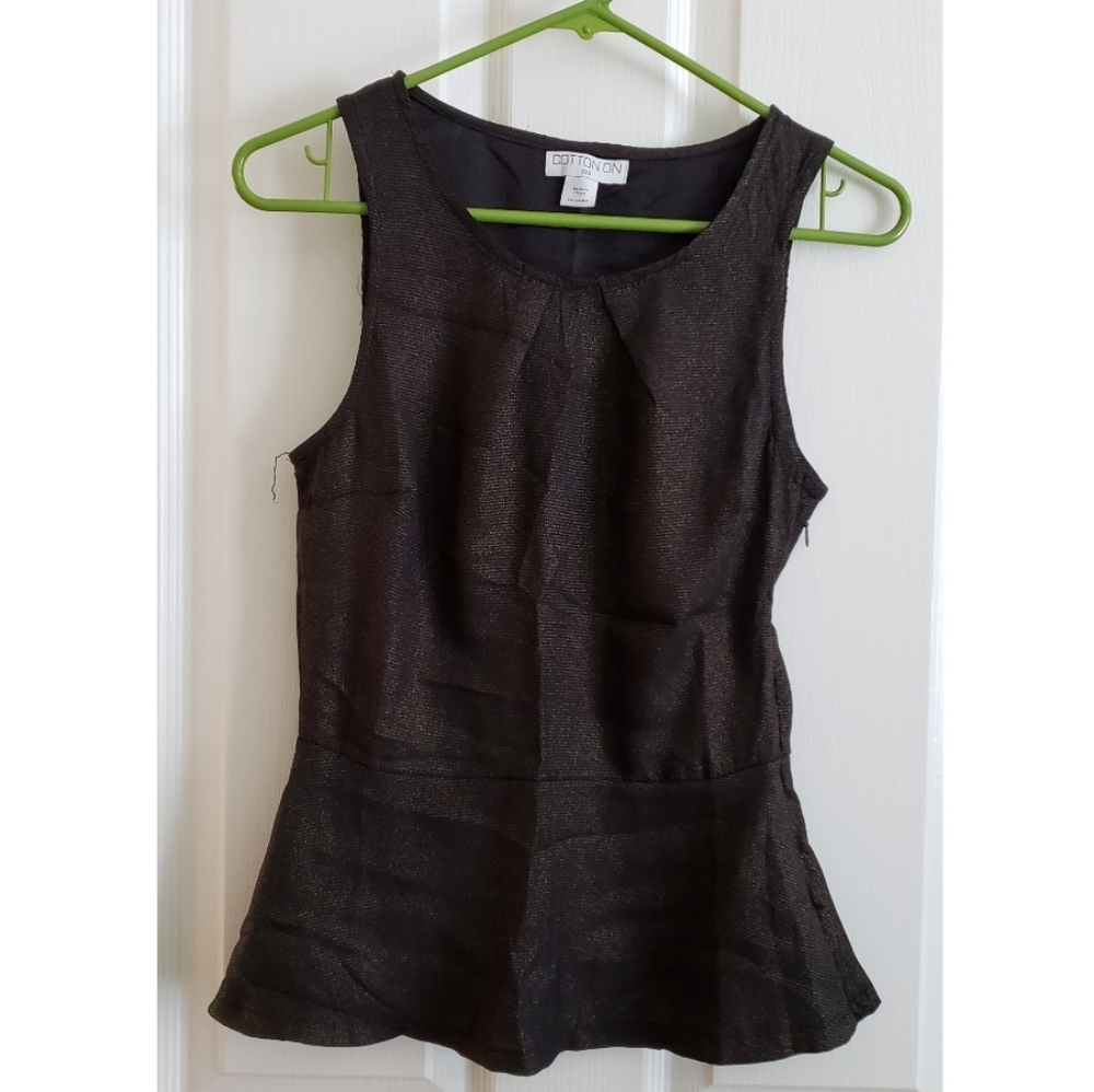 black with gold glitter peplum